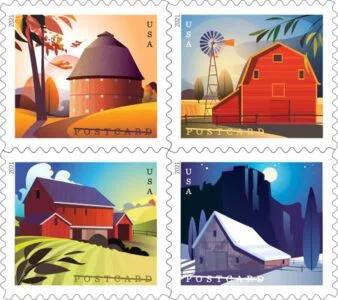 The Barns postcard stamps for sale cheap in bulk