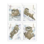 Otters in Snow Stamps