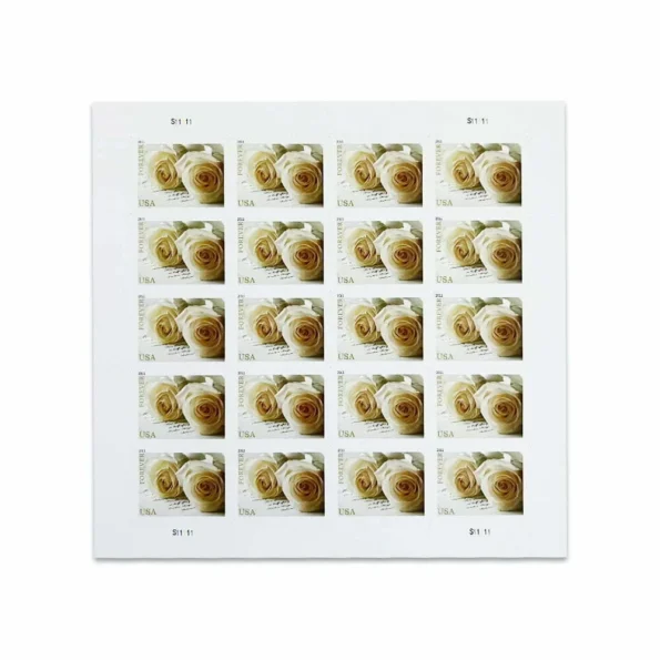 buy book of white rose stamps cheap in bulk for wedding