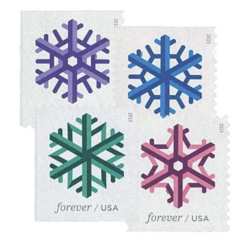 discount USPS snowflake postage stamps cheap forever stamp in bulk on sale for Xmas