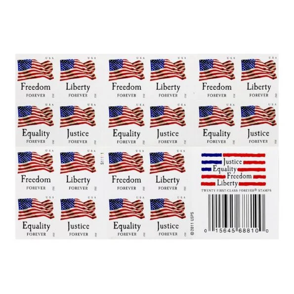 How Many Stamps in a Book of US flag stamps