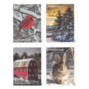 discount USPS Winter Scenes postage stamps cheap forever stamp in bulk on sale for Xmas