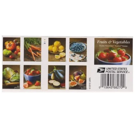 sheet of discount USPS fruits vegetables postage stamps cheap forever stamp in bulk for sale
