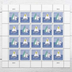 sheet of sailboats postcard stamps cheap in bulk