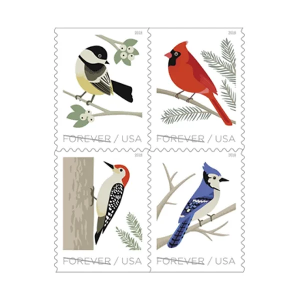 2018-Birds-In-Winter-Cardinal-Stamps-cheap-in-bulk-