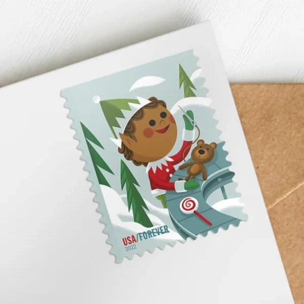 Holiday-Elves-Stamps-2022-USPS-Forever-postage-stamp-on-sale-cheap-in-bulk-3