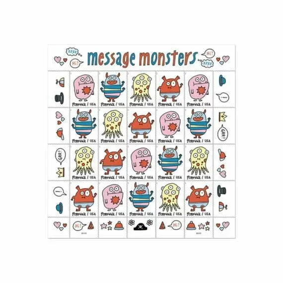 USPS-Message-Monsters-Stamps-forever-postage-on-sale