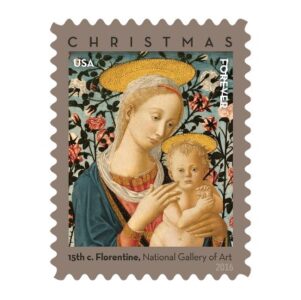 2023-discount-holiday-christmas-forever-stamps-cheap-in-bulk-Florentine-Madonna-And-Child-Stamps