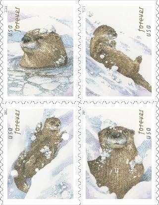 USPS-otters-in-snow-forever-stamps-cheap-in-bulk
