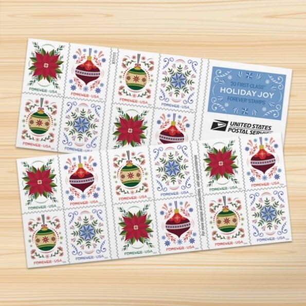 Holiday joy stamps in bulk